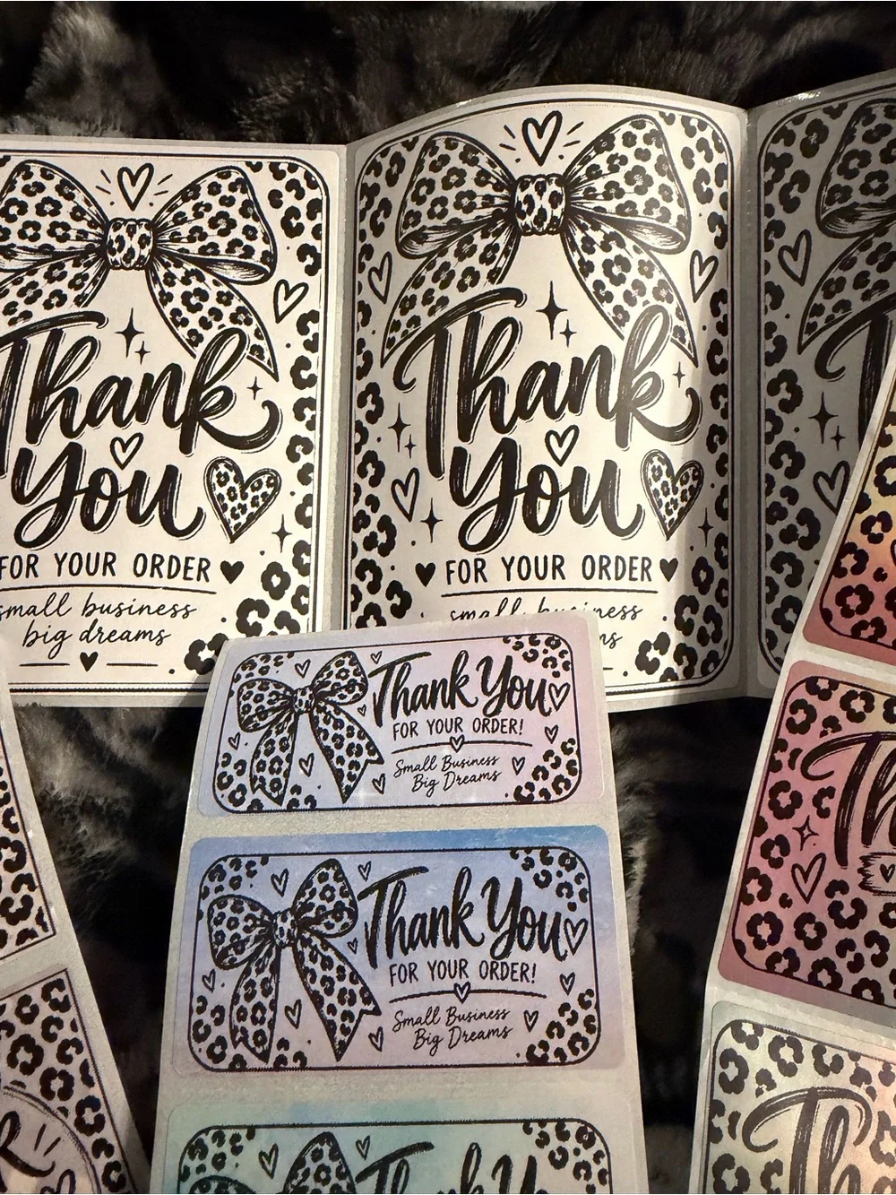 50 count Thank You Sticker Pack - Iridescent Pastel Leopard Thank You Labels